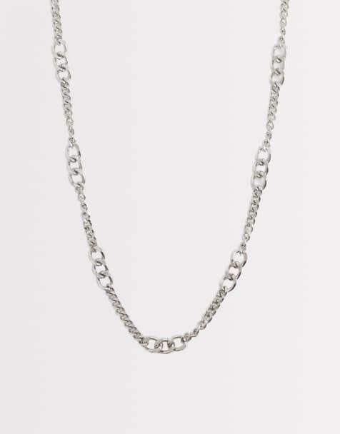 ASOS DESIGN graduated curb chain necklace in silver