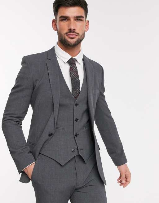 ASOS DESIGN – Mörkgrå kavaj med supersmal passform och stretch, 2 av 3