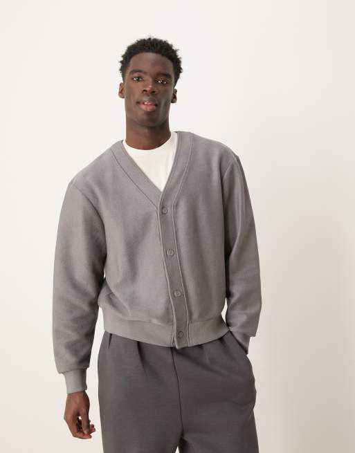 ASOS DESIGN – Grafitgrå kofta i oversize med textur