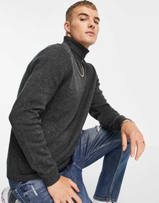 ASOS DESIGN – Grafitgrå lammullströja med polokrage, 3 av 4