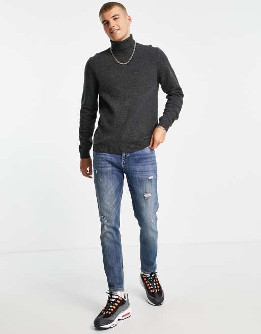 ASOS DESIGN – Grafitgrå lammullströja med polokrage, 4 av 4