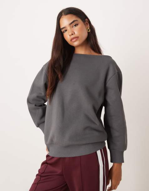ASOS DESIGN – Grafitowa bluza dresowa oversize z odsłoniętym ramieniem - view 1