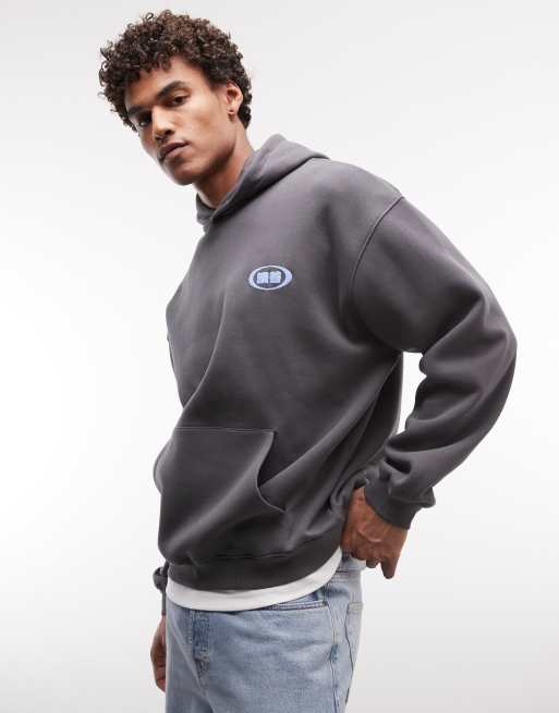 ASOS DESIGN – Grafitowa bluza oversize z kapturem i nadrukiem, 4 z 5