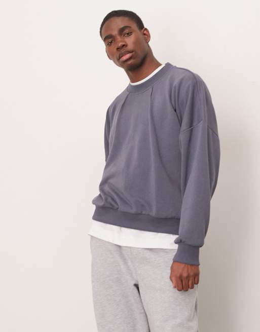 ASOS DESIGN – Grafitowa bluza z kapturem o pudełkowym kroju oversize z obniżoną linią ramion i kontrastowymi szwami