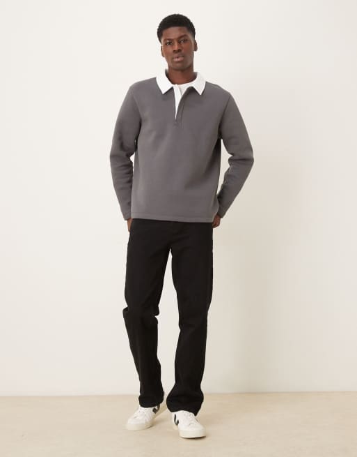ASOS DESIGN – Grafitowa bluza z kontrastowym kołnierzykiem polo, 2 z 5