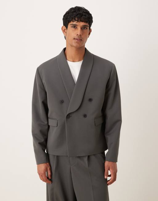 ASOS DESIGN – Grafitowy pudełkowy garnitur z diagonalu, 3 z 3