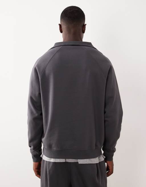ASOS DESIGN – Grafitowa luźna bluza z zamkiem pod szyją, 3 z 5