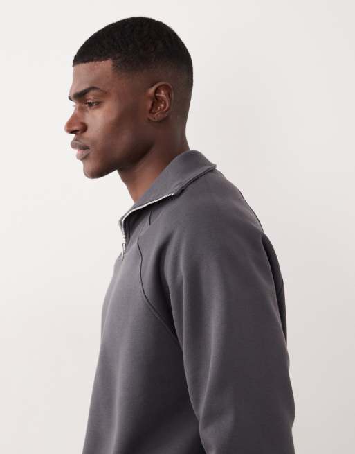 ASOS DESIGN – Grafitowa luźna bluza z zamkiem pod szyją, 4 z 5