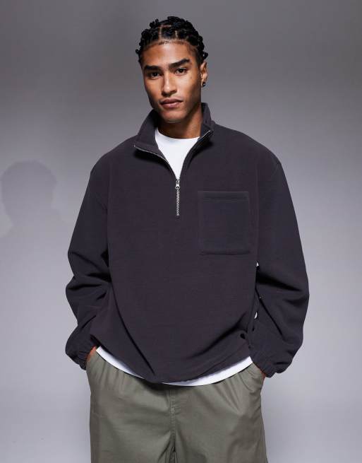 ASOS DESIGN – Grafitowa polarowa bluza oversize