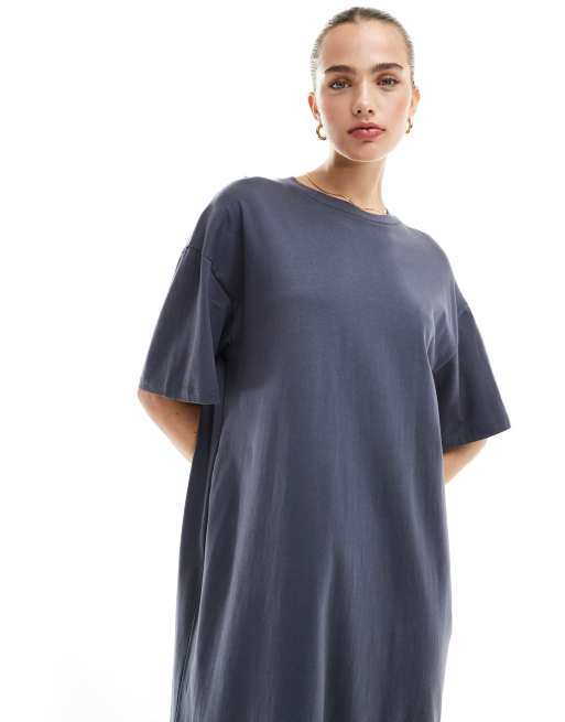 ASOS DESIGN – Grafitowa t-shirtowa sukienka oversize midaxi, 2 z 4