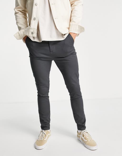 ASOS DESIGN – Grafitowe chinosy o bardzo obcisłym kroju