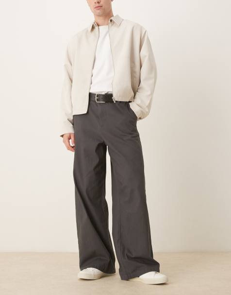 ASOS DESIGN loose chinos in charcoal