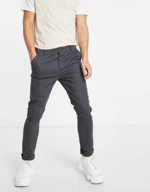 ASOS DESIGN – Grafitowe chinosy o obcisłym kroju