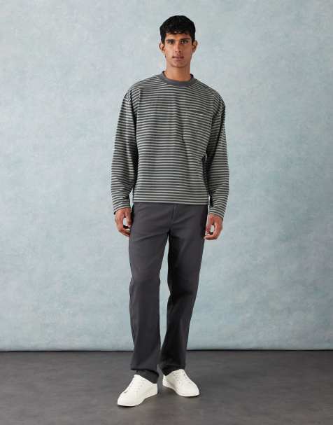 ASOS DESIGN straight chinos in charcoal