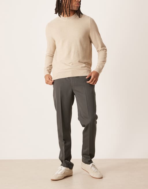 ASOS DESIGN – Grafitowe dopasowane eleganckie spodnie z gumką w pasie, 2 z 5