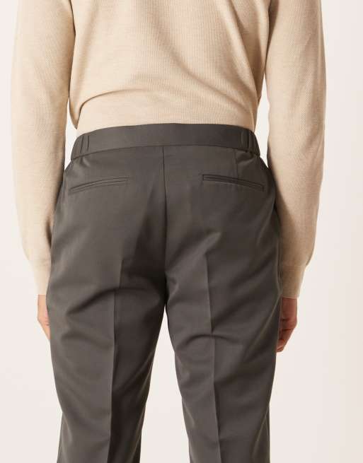 ASOS DESIGN – Grafitowe dopasowane eleganckie spodnie z gumką w pasie, 5 z 5