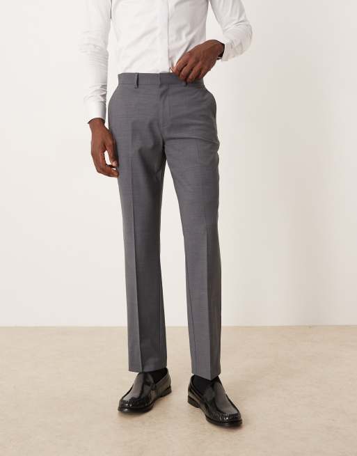 ASOS DESIGN – Grafitowe dopasowane wełniane spodnie garniturowe do prania w pralce, 5 z 5