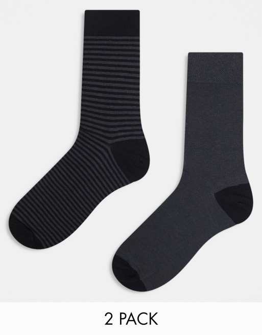 ASOS DESIGN – Grafitowe eleganckie prążkowane skarpetki w paski