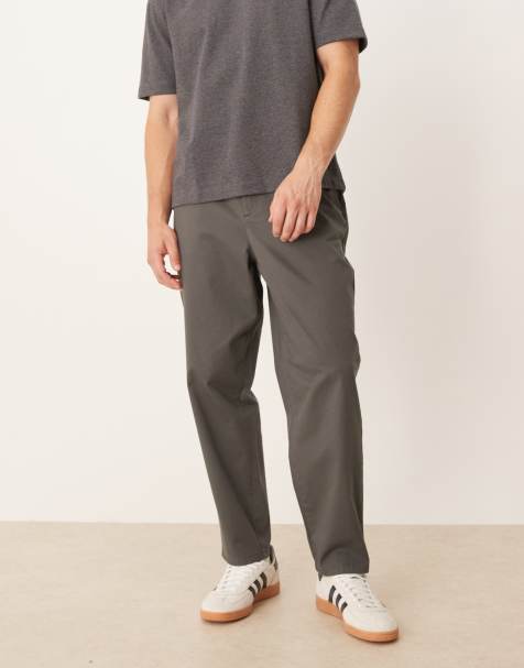 ASOS DESIGN smart carrot fit trousers in charcoal 