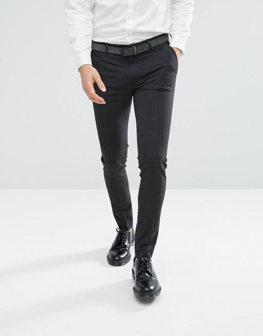 ASOS DESIGN – Grafitowe eleganckie spodnie o bardzo obcisłym kroju