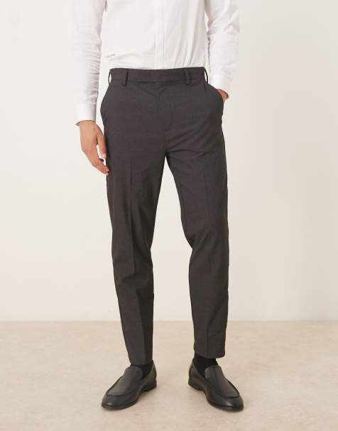 ASOS DESIGN smart tapered trousers in charcoal