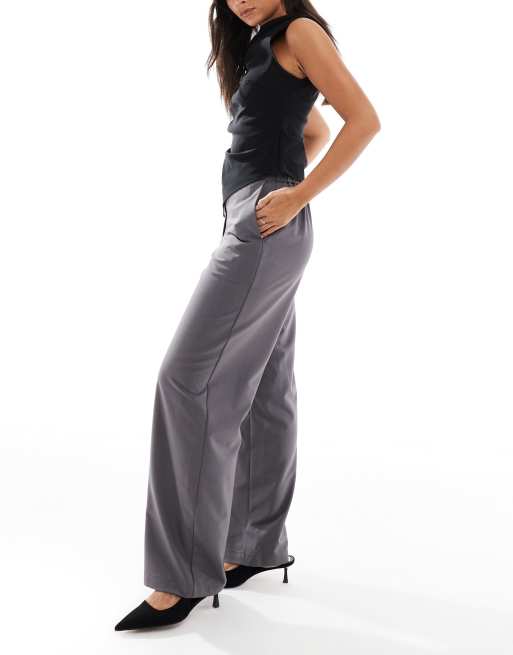 ASOS DESIGN – Grafitowe eleganckie spodnie z prostymi luźnymi nogawkami, 2 z 5