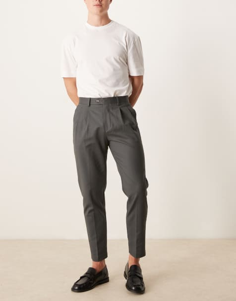 ASOS DESIGN – Grafitowe eleganckie zwężane bawełniane spodnie chinosy - view 1
