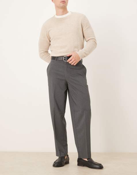 ASOS DESIGN smart oversized tapered trousers in charcoal pinstripe