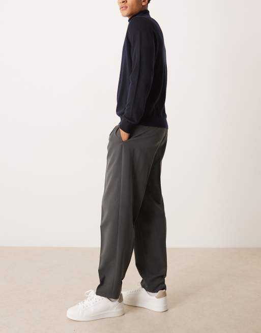 ASOS DESIGN – Grafitowe eleganckie zwężane spodnie oversize z zakładkami, 3 z 5