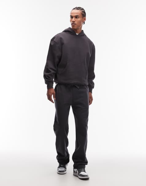 ASOS DESIGN – Grafitowe grube joggersy premium z prostymi nogawkami 400 g/m² - view 1