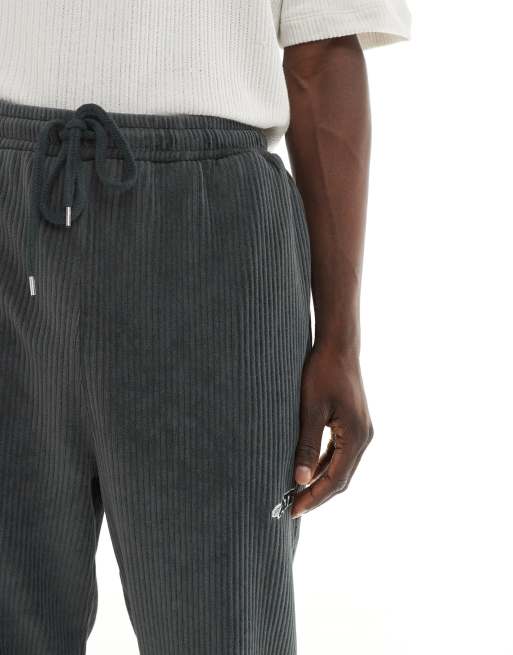 ASOS DESIGN – Grafitowe joggersy oversize z prążkowanego weluru z efektem sprania, 5 z 5