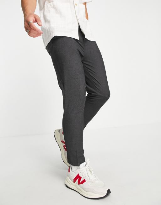 ASOS DESIGN – Grafitowe spodnie garniturowe ze zwężanymi nogawkami