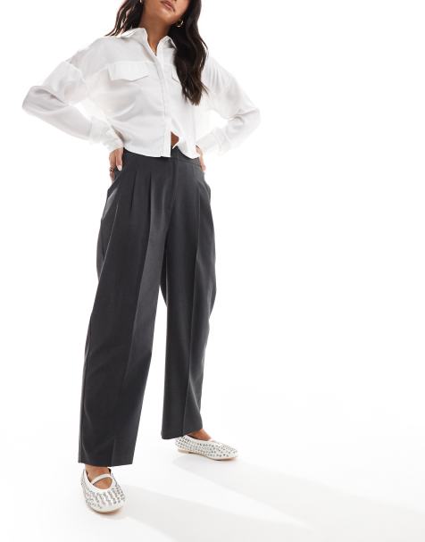 ASOS DESIGN tailored barrel trousers in charcoal