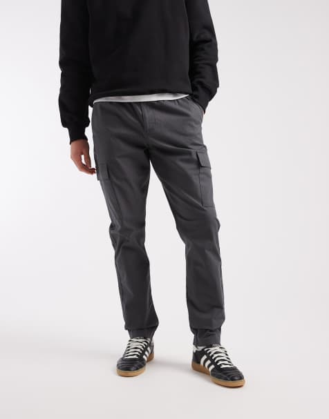 ASOS DESIGN – Grafitowe wciągane bojówki o dopasowanym kroju z tkaniny ripstop - view 1