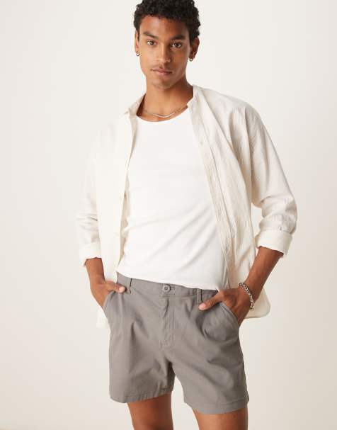 ASOS DESIGN shorter length pull on chino short in charcoal
