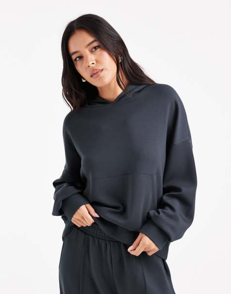 ASOS DESIGN – Grafitowoszara miękka bluza z kapturem z materiału cupro - view 1