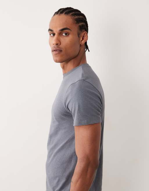 ASOS DESIGN – Grafitowy dopasowany T-shirt z mieszanki lnu, 4 z 5