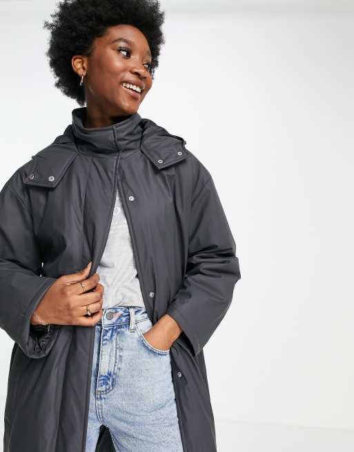 ASOS DESIGN – Grafitowy gumowany płaszcz przeciwdeszczowy – STONE, 4 z 4