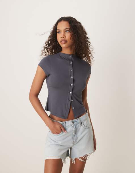 ASOS DESIGN grown on neck cardigan in charcoal