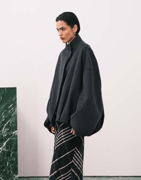 ASOS DESIGN – Grafitowy krótki płaszcz premium z bufiastym dołem - view 1