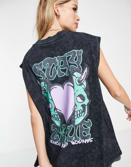 ASOS DESIGN – Grafitowy podkoszulek z napisem Stay True