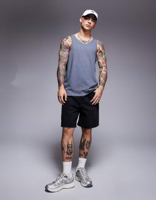 ASOS DESIGN – Grafitowy podkoszulek z okrągłym dekoltem z domieszką lnu  , 4 z 4