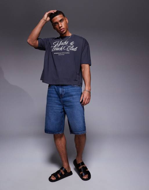 ASOS DESIGN – Grafitowy pudełkowy T-shirt oversize z grafiką tekstową, 3 z 4