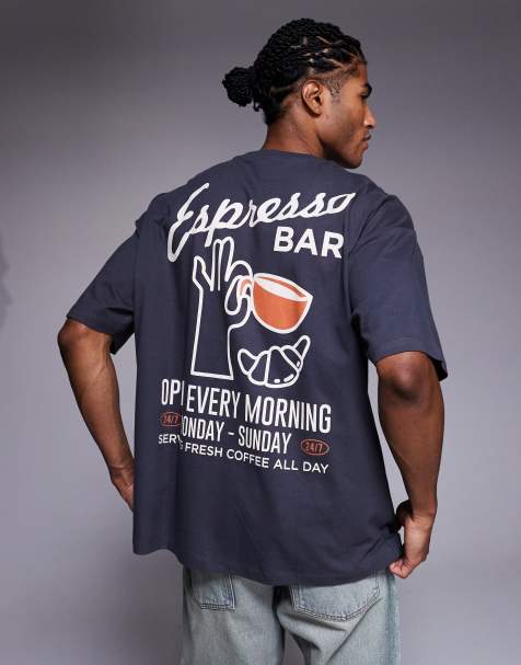 ASOS DESIGN – Grafitowy T-shirt oversize z grafiką z motywem jedzenia - view 1