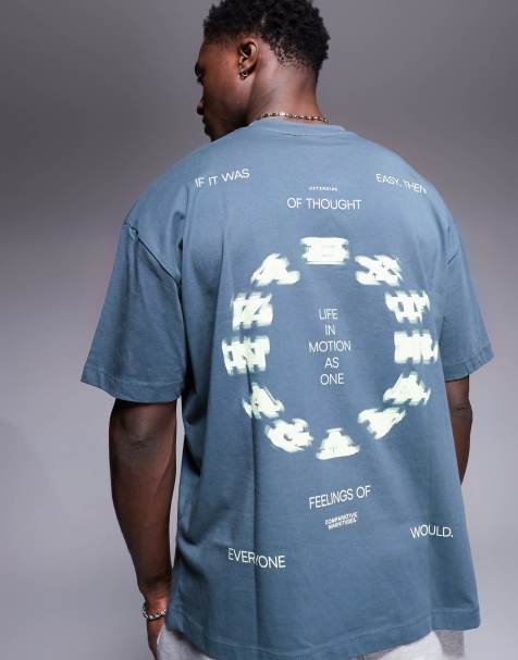 ASOS DESIGN oversized t-shirt with sports graphics in charcoal