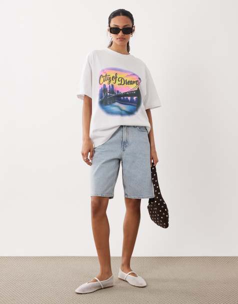 ASOS DESIGN – Grafitowy T-shirt z efektem sprania i grafiką z napisem „City of Dreams” - view 1