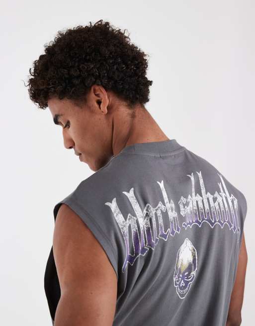 ASOS DESIGN – Grafitowy top oversize bez rękawów z nadrukiem Black Sabbath, 2 z 4