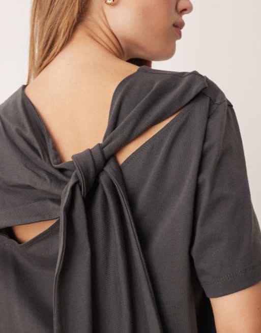 ASOS DESIGN – Grafitowy top oversize ze skręconymi plecami i drapowaniem, 2 z 4