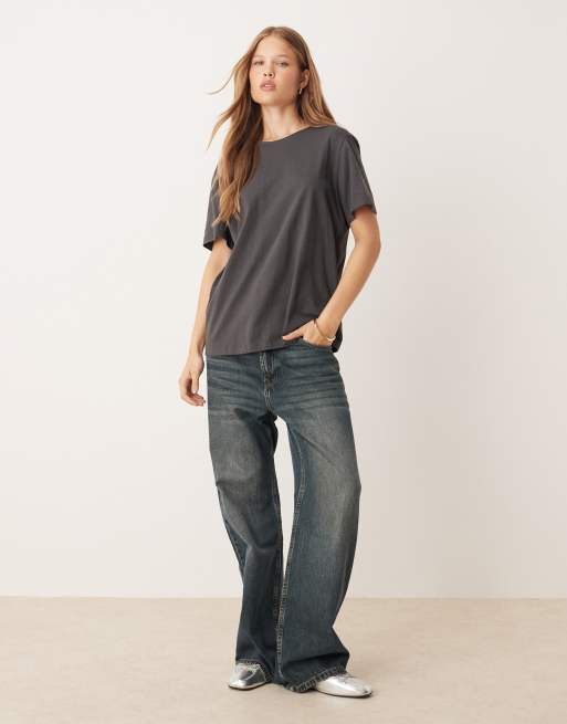 ASOS DESIGN – Grafitowy top oversize ze skręconymi plecami i drapowaniem, 3 z 4