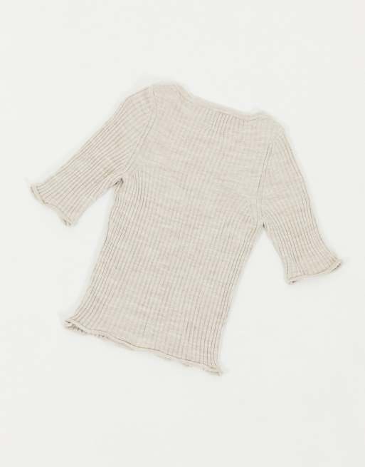 ASOS DESIGN - Grågul ribstrikket cardigan med korte ærmer - Del af sæt, 2 af 4